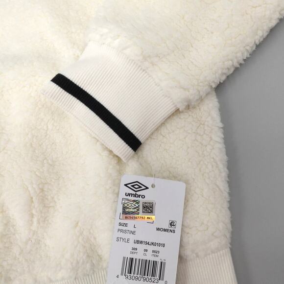 Umbro Sherpa Bomber Jacket Womens Large Cream Teddy Zip-Up Lined Active Outdoor - Picture 9 of 15